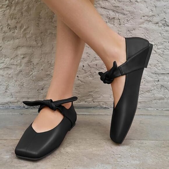 Womens Size 10 Mary Jane Bow Square Toe Ballet Flats - Picture 1 of 9